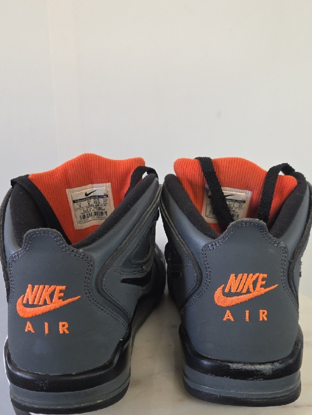 Nike Grey & Orange High-Top Flight Sneakers Size 9 - Picture 4 of 5